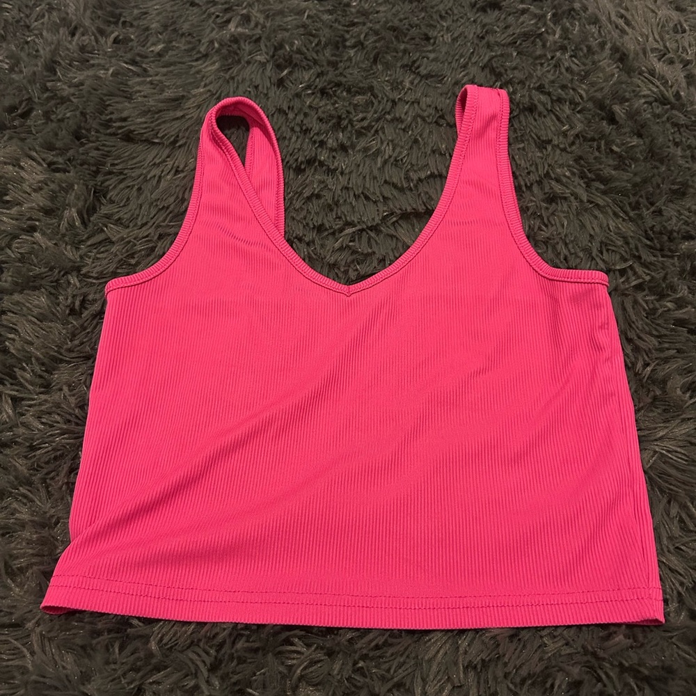 SHEIN Vibrant Pink Ribbed Tank Top
